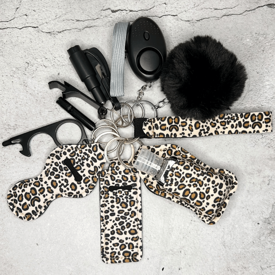 Leopard Print Safety Keychain