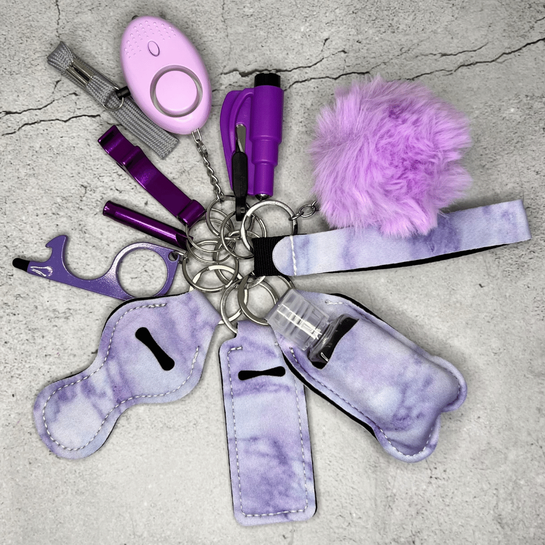 Purple Marble Safety Keychain