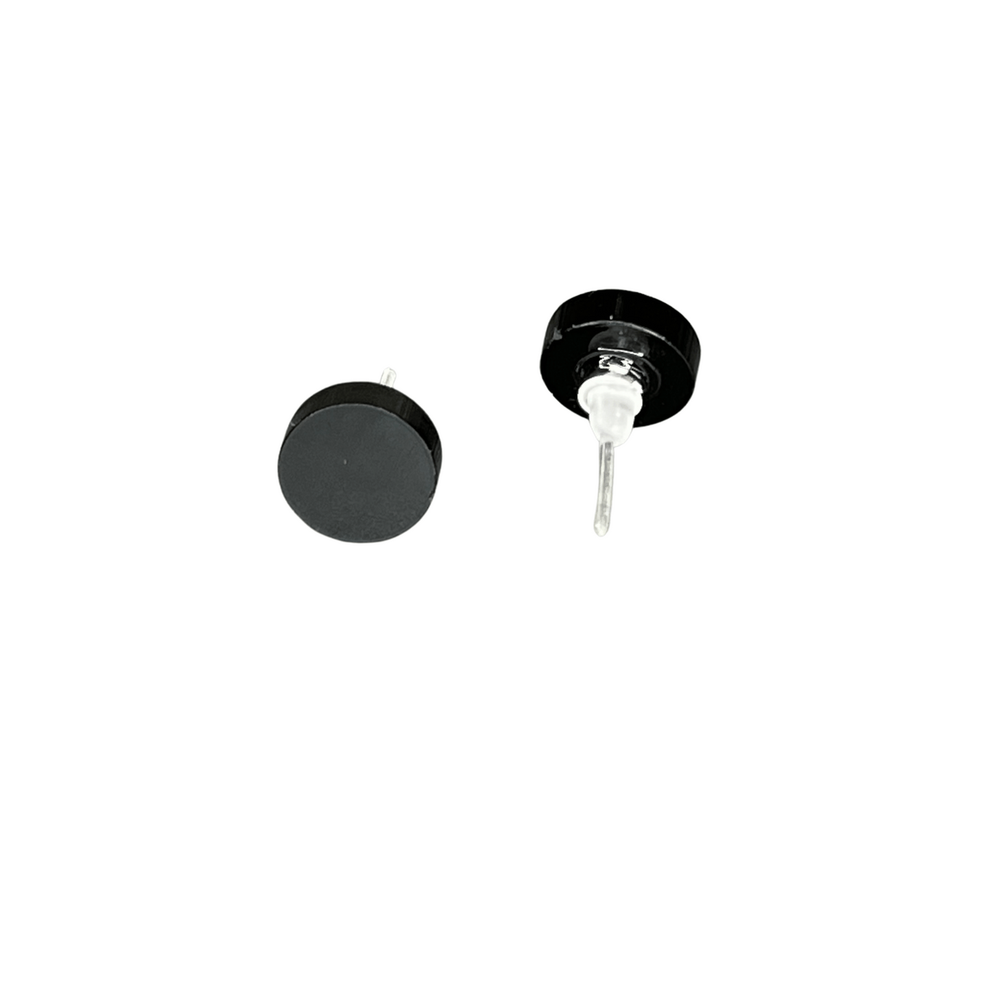 Black Round Acrylic Earrings - 10mm