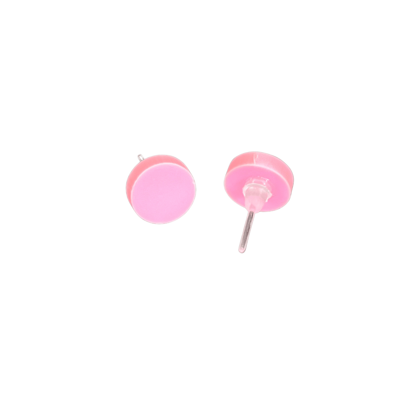 Pink Round Acrylic Earrings - 10mm