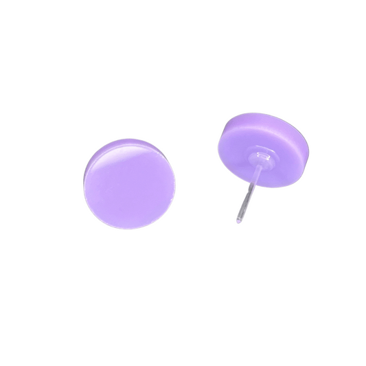 Purple Round Acrylic Earrings - 14mm