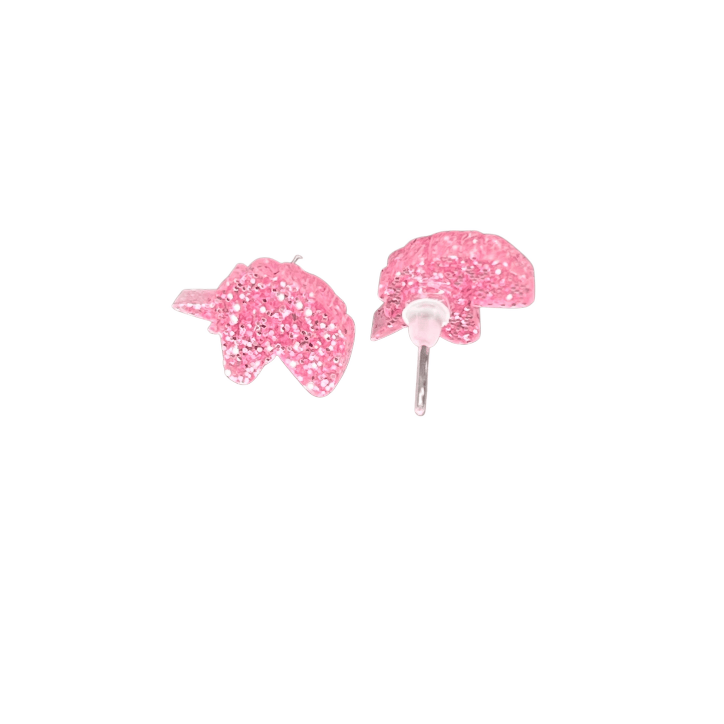 Pink Unicorn Glitter Acrylic Earrings - 15mm