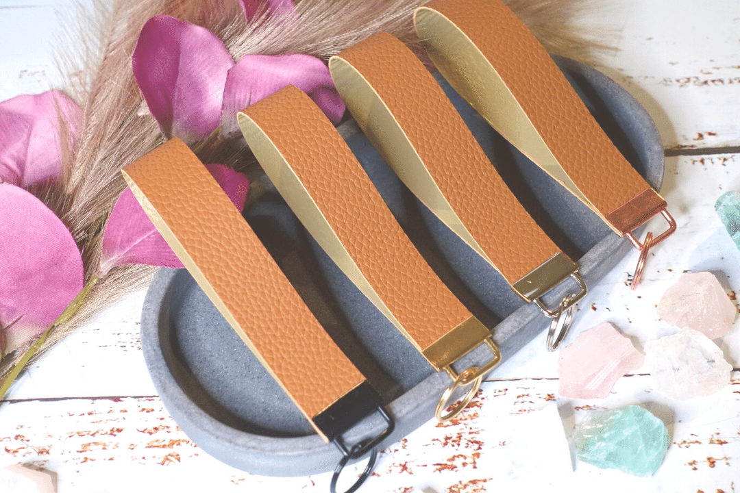 Faux leather wristlet keychains/keyfobs. Accessories for bags and more.