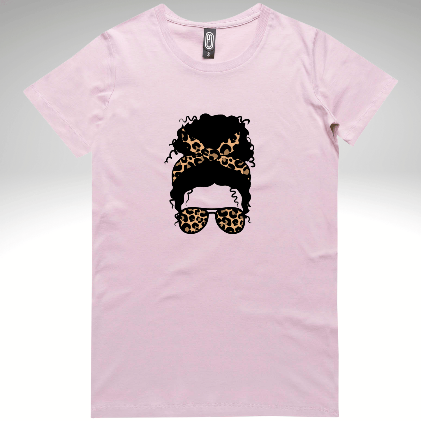 Womens Curly Messy Bun T-Shirt