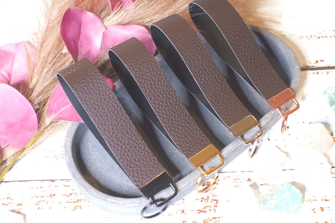 Faux leather wristlet keychains/keyfobs. Accessories for bags and more.